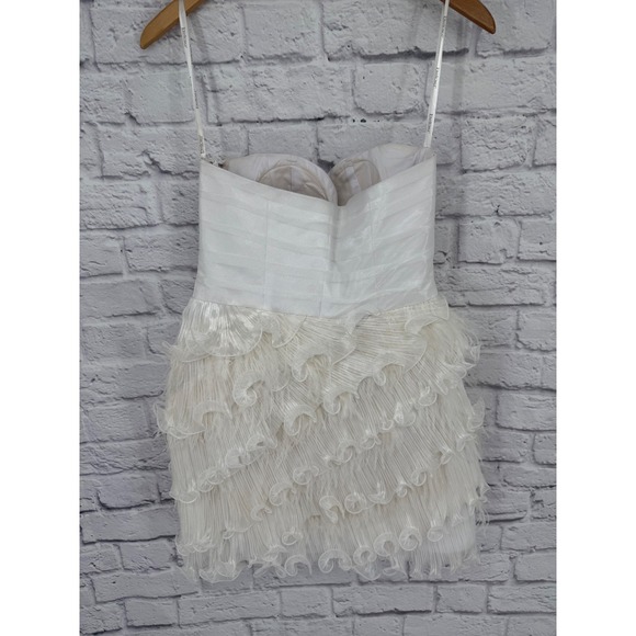 White Strapless Ruffle Mini Dress Tony Bowls Sz 8 Bridal Graduation  Fairycore - Picture 3 of 16